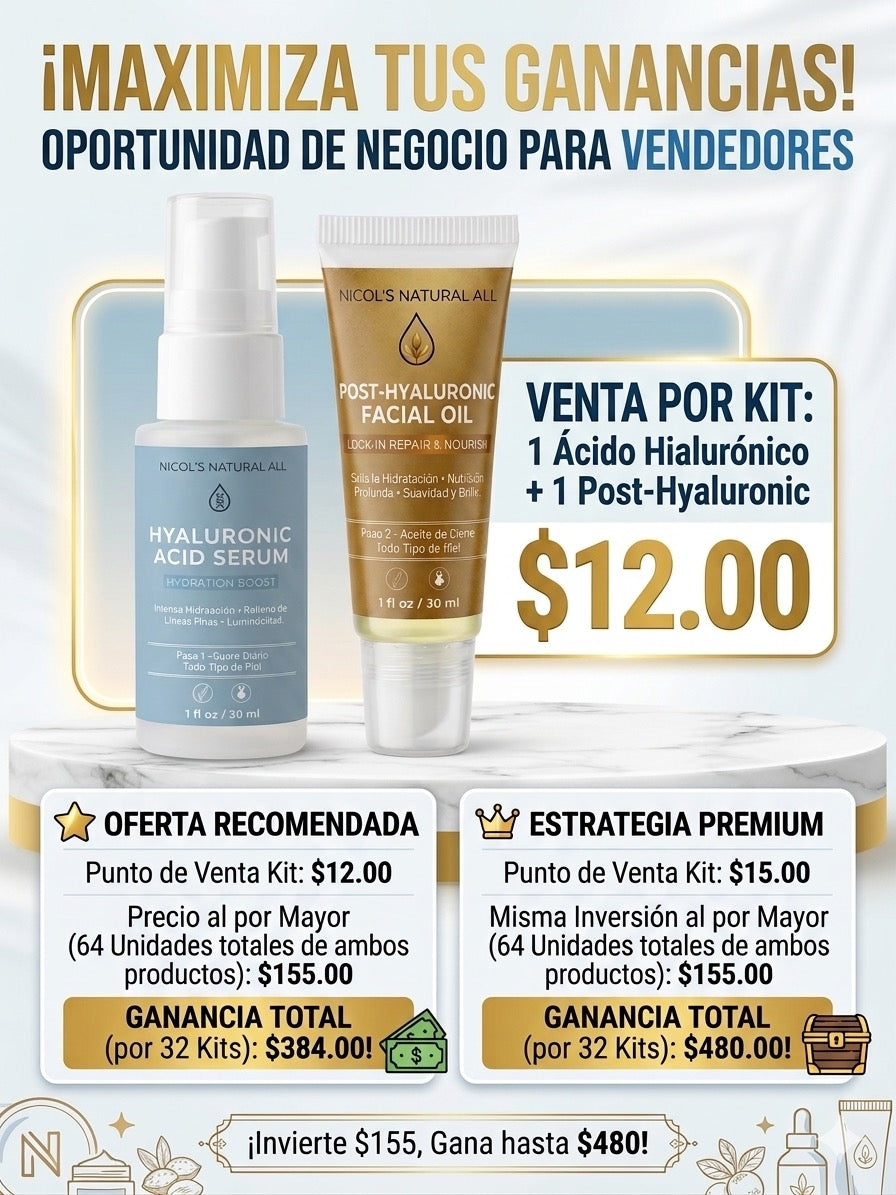 Kit de Ácido Hialurónico por Mayor - Emprende con 40% de Ganancia
